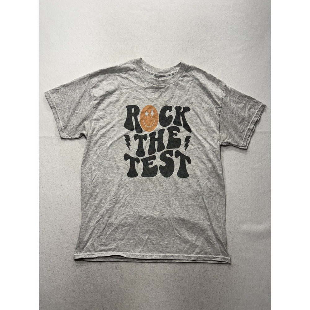 Gildan Shirt Mens Large Gray Rock The Test Graphic Tee School Testing Exam